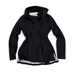 Indigenous Asymmetrical Side Zip Sweatshirt Jacket Cowl Neck Fold Over Collar